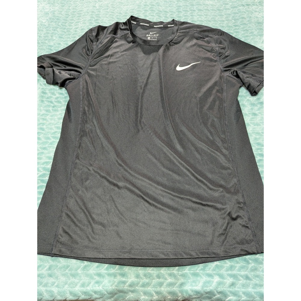 Nike Running Dri-FIT Shirt Mens Large Black Short Sleeve Mesh‎ Athletic Training